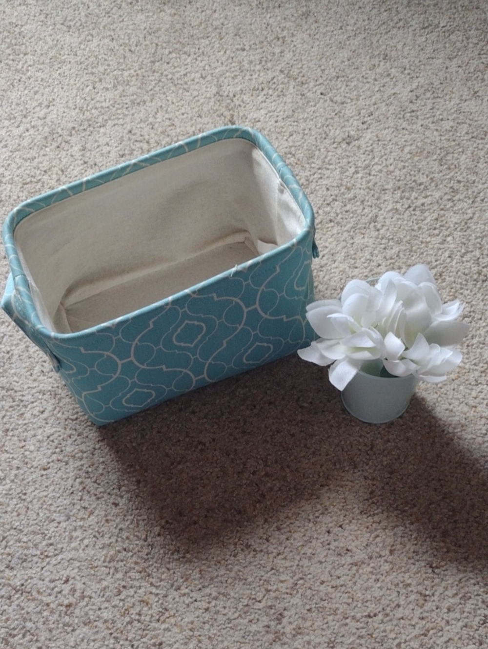 Turquoise Patterned Fabric Storage Basket - Home Accents